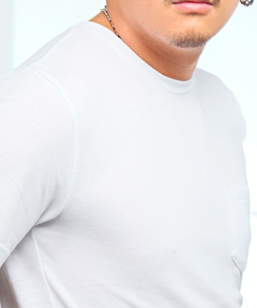LUXSTYLE(ラグスタイル)の「無地ポケット付きクルーネック半袖Tシャツ(Tシャツ/カットソー・メンズ・ホワイト/ブラック/ネイビー/グレー/カーキ/イエロー系その他/ピンク系その他/ライトピンク・L/XL/M)」の9枚目の写真