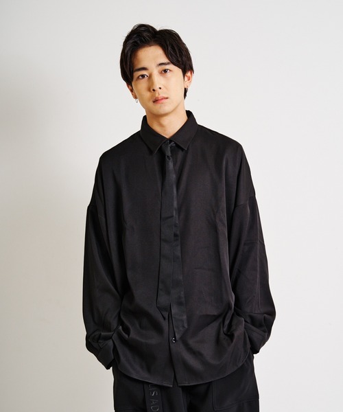 JACKROSE（ジャックローズ）の「JE-ネクタイ-LSシャツ（シャツ/ブラウス・メンズ・ホワイト/ブラック/グレー・M/L）」の2枚目の写真