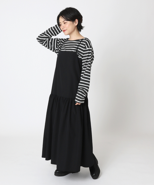 B.C STOCK（ベーセーストック）の「クルーネック ボーダーロンT（Tシャツ/カットソー・レディース・ブラック/パープル/ネイビー・FREE）」の5枚目の写真