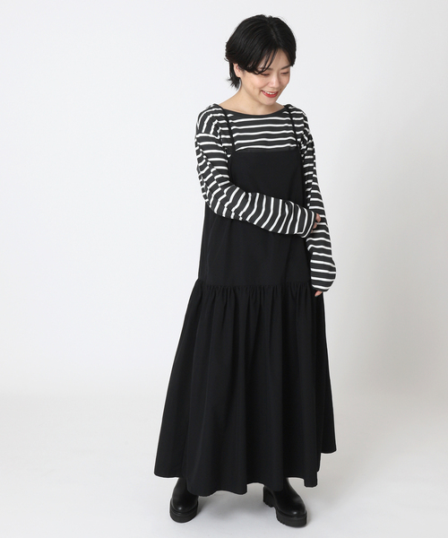 B.C STOCK（ベーセーストック）の「クルーネック ボーダーロンT（Tシャツ/カットソー・レディース・ブラック/パープル/ネイビー・FREE）」の6枚目の写真