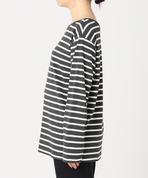 B.C STOCK（ベーセーストック）の「クルーネック ボーダーロンT（Tシャツ/カットソー・レディース・ブラック/パープル/ネイビー・FREE）」の14枚目の写真