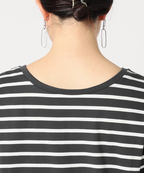 B.C STOCK（ベーセーストック）の「クルーネック ボーダーロンT（Tシャツ/カットソー・レディース・ブラック/パープル/ネイビー・FREE）」の16枚目の写真