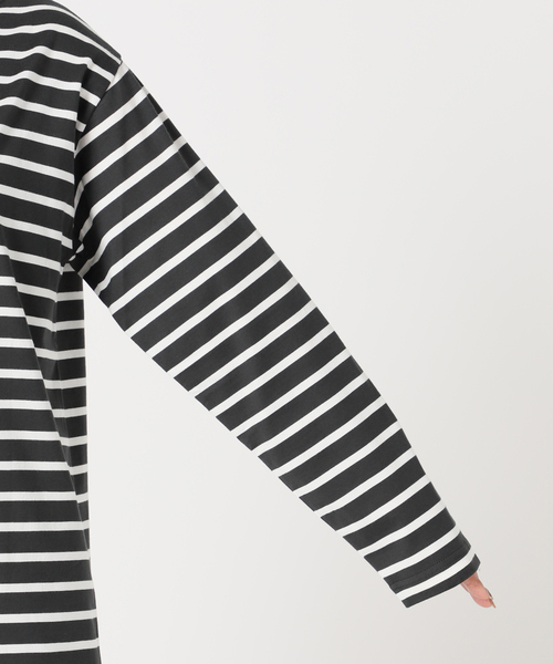 B.C STOCK（ベーセーストック）の「クルーネック ボーダーロンT（Tシャツ/カットソー・レディース・ブラック/パープル/ネイビー・FREE）」の18枚目の写真