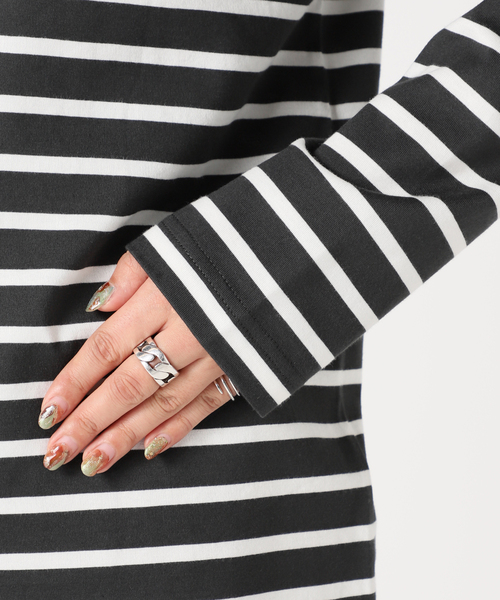 B.C STOCK（ベーセーストック）の「クルーネック ボーダーロンT（Tシャツ/カットソー・レディース・ブラック/パープル/ネイビー・FREE）」の19枚目の写真