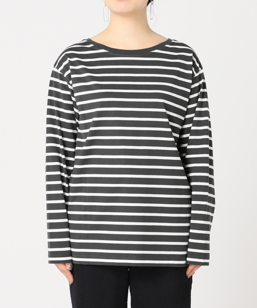 B.C STOCK（ベーセーストック）の「クルーネック ボーダーロンT（Tシャツ/カットソー・レディース・ブラック/パープル/ネイビー・FREE）」の21枚目の写真