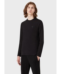 【エンポリオ アルマーニ】長袖Tシャツ ストレッチスーピマジャージー製 マイクロロゴパッチ