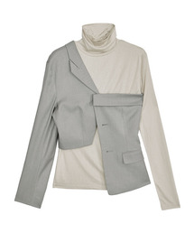 AMERI アメリ  ｱｲﾎﾞﾘｰ×ｸﾞﾚｰ REMAKE LIKE JACKET TOP S Ameri（アメリ）の「REMAKE LIKE JACKET TOP（テーラードジャケット