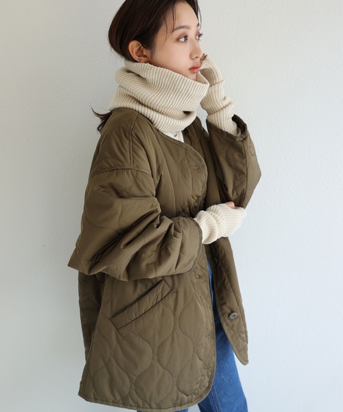 andme（アンドミー）の「リブニットアームウォーマー（アームカバー・レディース・オレンジ/チャコールグレー/ライトベージュ/グリーン/ピンク/ブルー/ベージュ・FREE）」の17枚目の写真