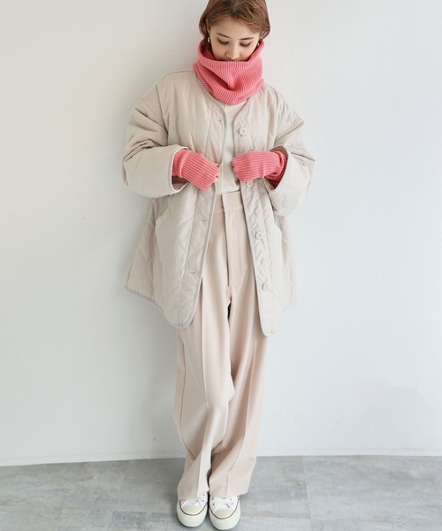 andme（アンドミー）の「リブニットアームウォーマー（アームカバー・レディース・オレンジ/チャコールグレー/ライトベージュ/グリーン/ピンク/ブルー/ベージュ・FREE）」の9枚目の写真