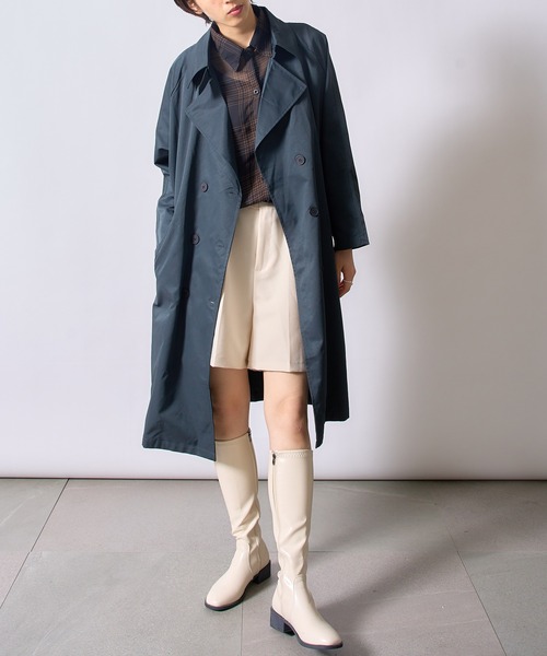 SETUP7(セットアップセブン)の「【SETUP7】ダブルボタントレンチコートSCCH205(トレンチコート・レディース・ブラック/グレー/グリーン/ベージュ・FREE)」の14枚目の写真
