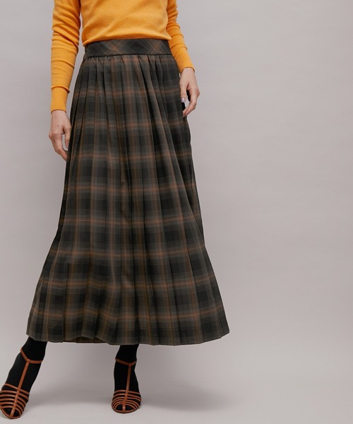 ROPE'（ロペ）の「ウールビエラチェックワンウェイプリーツスカート（スカート・レディース・ブラック/グリーン・36/38）」の7枚目の写真