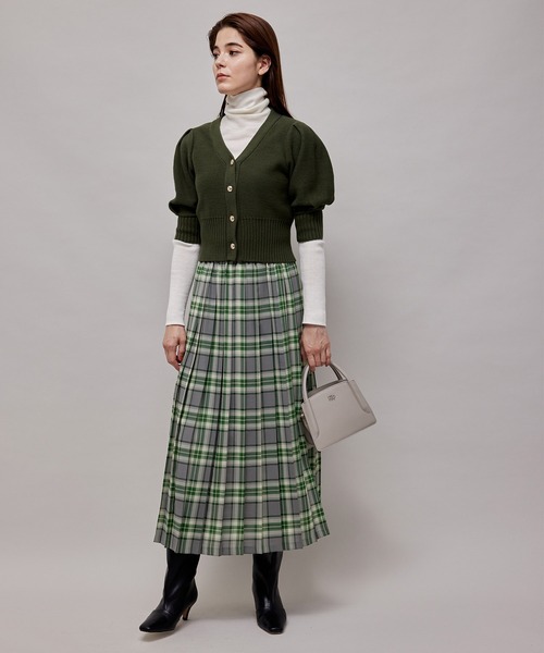 ROPE'（ロペ）の「ウールビエラチェックワンウェイプリーツスカート（スカート・レディース・ブラック/グリーン・36/38）」の10枚目の写真