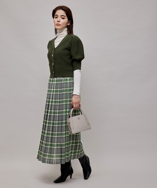 ROPE'（ロペ）の「ウールビエラチェックワンウェイプリーツスカート（スカート・レディース・ブラック/グリーン・36/38）」の5枚目の写真