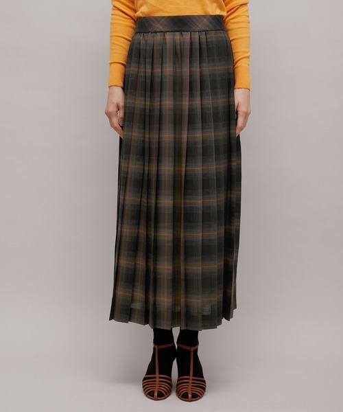 ROPE'（ロペ）の「ウールビエラチェックワンウェイプリーツスカート（スカート・レディース・ブラック/グリーン・36/38）」の3枚目の写真