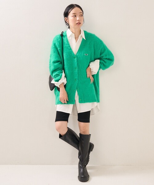 FREAK'S STORE(フリークスストア)の「TOWN CRAFT × FREAK'S STORE/タウンクラフト 別注 カラーモヘヤタッチニットカーディガン(シャギーニット)(カーディガン/ボレロ・レディース・ブラック/グリーン/オレンジ/ピンク/パープル/ベージュ/グレー/オフホワイト・フリ-)」の18枚目の写真