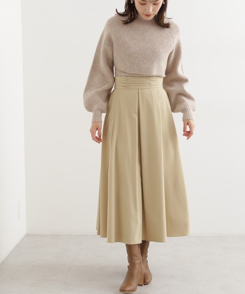 NATURAL BEAUTY BASIC(ナチュラルビューティーベーシック)の「ピーチタックスカート(スカート・レディース・イエロー/ブラック/ダークブラウン/パープル・X-SMALL/SMALL/MEDIUM)」の4枚目の写真