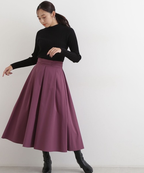 NATURAL BEAUTY BASIC(ナチュラルビューティーベーシック)の「ピーチタックスカート(スカート・レディース・イエロー/ブラック/ダークブラウン/パープル・X-SMALL/SMALL/MEDIUM)」の18枚目の写真