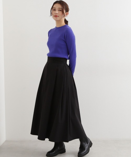 NATURAL BEAUTY BASIC(ナチュラルビューティーベーシック)の「ピーチタックスカート(スカート・レディース・イエロー/ブラック/ダークブラウン/パープル・X-SMALL/SMALL/MEDIUM)」の9枚目の写真