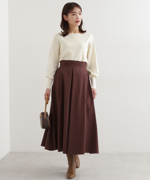 NATURAL BEAUTY BASIC(ナチュラルビューティーベーシック)の「ピーチタックスカート(スカート・レディース・イエロー/ブラック/ダークブラウン/パープル・X-SMALL/SMALL/MEDIUM)」の14枚目の写真
