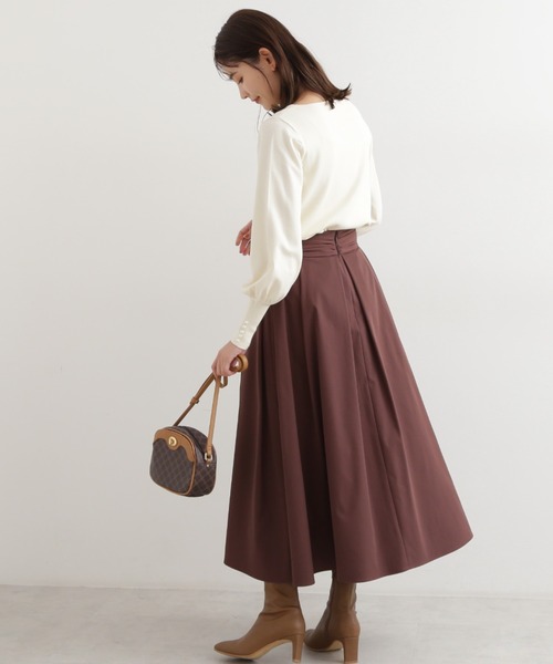 NATURAL BEAUTY BASIC(ナチュラルビューティーベーシック)の「ピーチタックスカート(スカート・レディース・イエロー/ブラック/ダークブラウン/パープル・X-SMALL/SMALL/MEDIUM)」の11枚目の写真