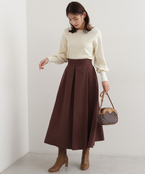 NATURAL BEAUTY BASIC(ナチュラルビューティーベーシック)の「ピーチタックスカート(スカート・レディース・イエロー/ブラック/ダークブラウン/パープル・X-SMALL/SMALL/MEDIUM)」の12枚目の写真