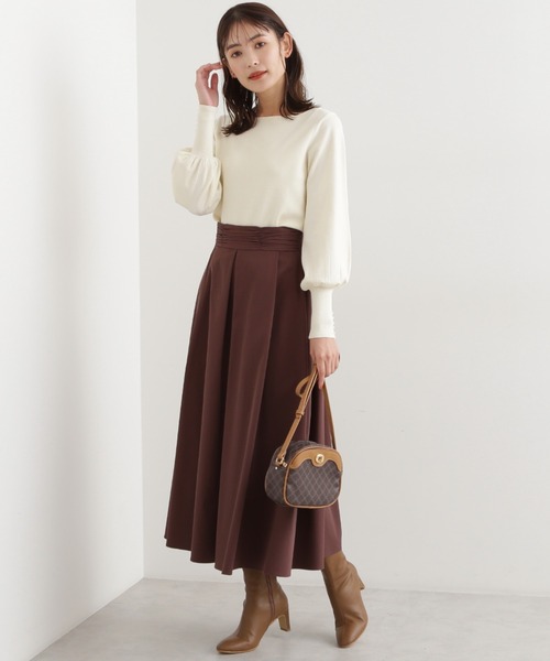 NATURAL BEAUTY BASIC(ナチュラルビューティーベーシック)の「ピーチタックスカート(スカート・レディース・イエロー/ブラック/ダークブラウン/パープル・X-SMALL/SMALL/MEDIUM)」の13枚目の写真