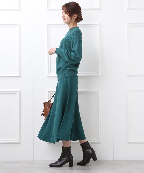 DRESKIP(ドレスキップ)の「◆【洗える/セットアップ可】上品もちもちジャカード フレアスカート(スカート・レディース・オレンジ/グリーン/ベージュ系その他2/ブラック系3/ブラック系4・02/03/04)」の8枚目の写真