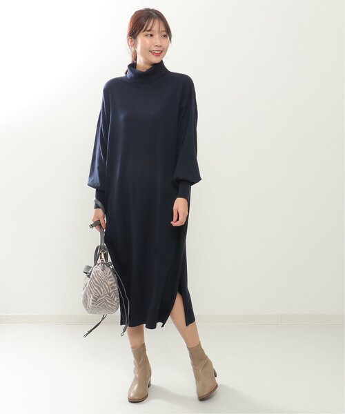 IKKA LOUNGE(イッカラウンジ)の「タートルニットスリットワンピース(ワンピース・レディース・ネイビー/モカ・L/M)」の15枚目の写真
