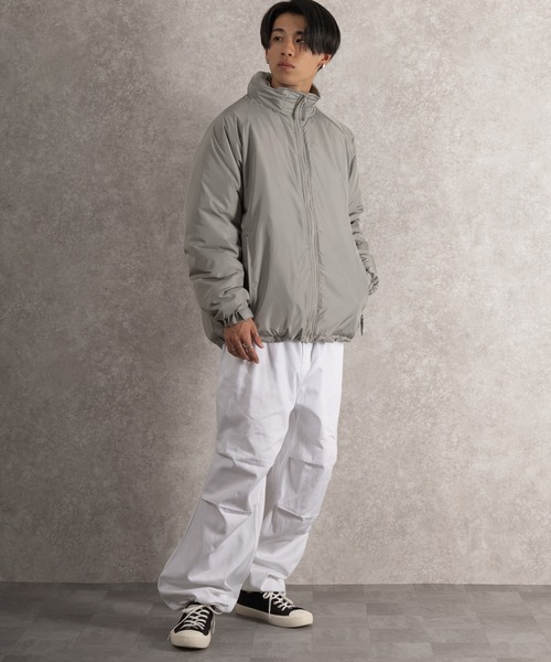 SlashDate（スラッシュデイト）の「中綿スタンドミリタリージャケット/ビッグシルエット（ミリタリージャケット・メンズ・グレー/ブラック/オリーブ・M/L/XL）」の16枚目の写真