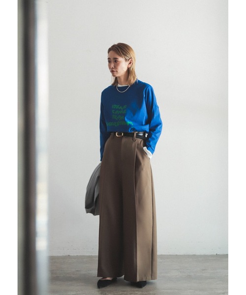 FIL DE FER（フィルデフェール）の「Peツイル　スーパーワイドパンツ（スラックス・レディース・カーキ/ネイビー・SMALL/MEDIUM）」の5枚目の写真