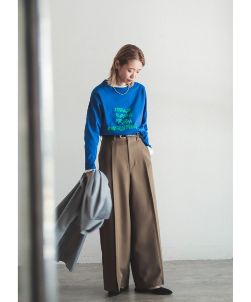 FIL DE FER（フィルデフェール）の「Peツイル　スーパーワイドパンツ（スラックス・レディース・カーキ/ネイビー・SMALL/MEDIUM）」の15枚目の写真