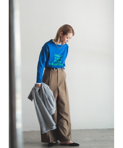 FIL DE FER（フィルデフェール）の「Peツイル　スーパーワイドパンツ（スラックス・レディース・カーキ/ネイビー・SMALL/MEDIUM）」の10枚目の写真