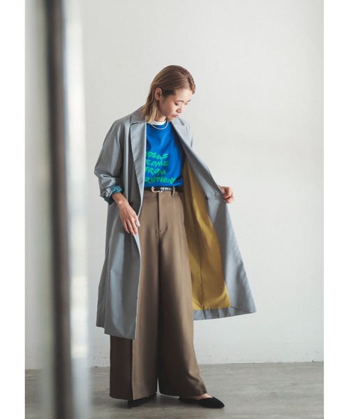 FIL DE FER（フィルデフェール）の「Peツイル　スーパーワイドパンツ（スラックス・レディース・カーキ/ネイビー・SMALL/MEDIUM）」の12枚目の写真