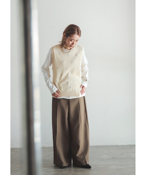 FIL DE FER（フィルデフェール）の「Peツイル　スーパーワイドパンツ（スラックス・レディース・カーキ/ネイビー・SMALL/MEDIUM）」の7枚目の写真