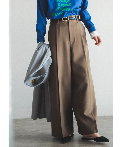 FIL DE FER（フィルデフェール）の「Peツイル　スーパーワイドパンツ（スラックス・レディース・カーキ/ネイビー・SMALL/MEDIUM）」の14枚目の写真