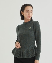 ボーダーズアットバルコニーペプラムカシミヤニット