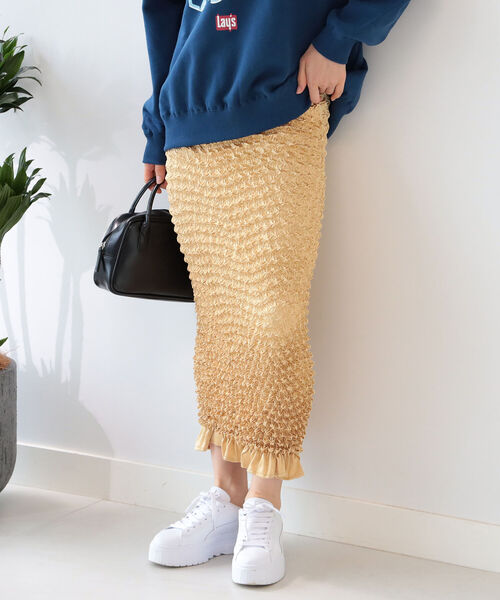 Ray BEAMS（レイビームス）の「Ray BEAMS / ポップコーン シャーリング スカート（スカート・レディース・ブラック/イエロー系その他5・ONE SIZE）」の8枚目の写真