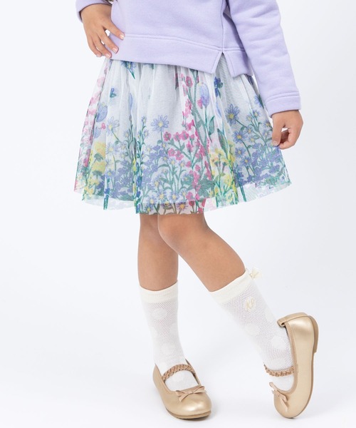 KP（ケーピー）の「花柄転写プリントチュールスカート(100～130