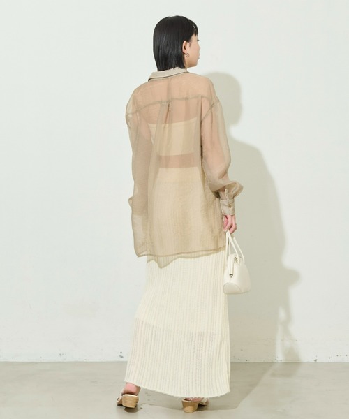 Aunt Marie's（アントマリーズ）の「オーバーサイズシアーシャツ（シャツ/ブラウス・レディース・ベージュ/ピンク/グリーン/アイボリー・FREE）」の8枚目の写真