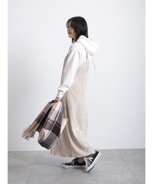 Samansa Mos2 blue（サマンサモスモスブルー）の「細コールキャミワンピース（ワンピース・レディース・キナリ/ブラウン/チャコールグレー・ﾌﾘ-）」の18枚目の写真