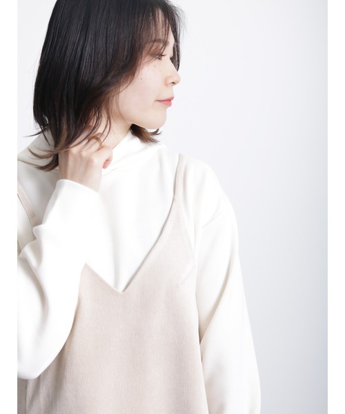 Samansa Mos2 blue（サマンサモスモスブルー）の「細コールキャミワンピース（ワンピース・レディース・キナリ/ブラウン/チャコールグレー・ﾌﾘ-）」の20枚目の写真