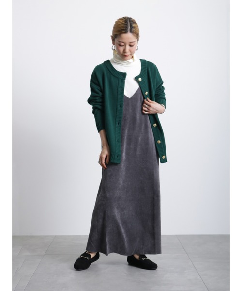 Samansa Mos2 blue（サマンサモスモスブルー）の「細コールキャミワンピース（ワンピース・レディース・キナリ/ブラウン/チャコールグレー・ﾌﾘ-）」の9枚目の写真