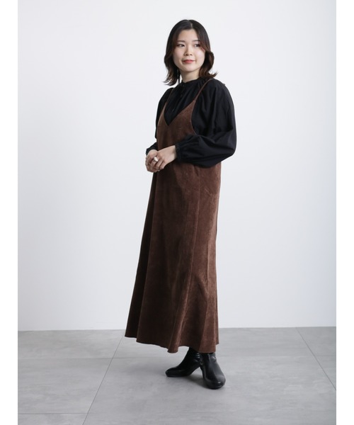 Samansa Mos2 blue（サマンサモスモスブルー）の「細コールキャミワンピース（ワンピース・レディース・キナリ/ブラウン/チャコールグレー・ﾌﾘ-）」の15枚目の写真
