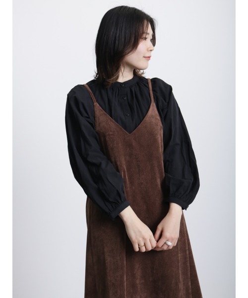 Samansa Mos2 blue（サマンサモスモスブルー）の「細コールキャミワンピース（ワンピース・レディース・キナリ/ブラウン/チャコールグレー・ﾌﾘ-）」の16枚目の写真