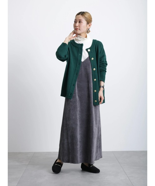 Samansa Mos2 blue（サマンサモスモスブルー）の「細コールキャミワンピース（ワンピース・レディース・キナリ/ブラウン/チャコールグレー・ﾌﾘ-）」の8枚目の写真