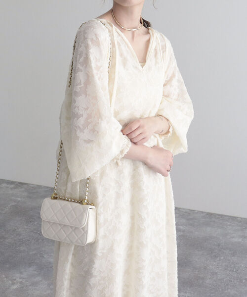 fredy emue（フレディエミュ）の「【オケージョンアイテム】ジャガードシアーワンピース（ワンピース・レディース・ブラック/アイボリー・36/38）」の8枚目の写真