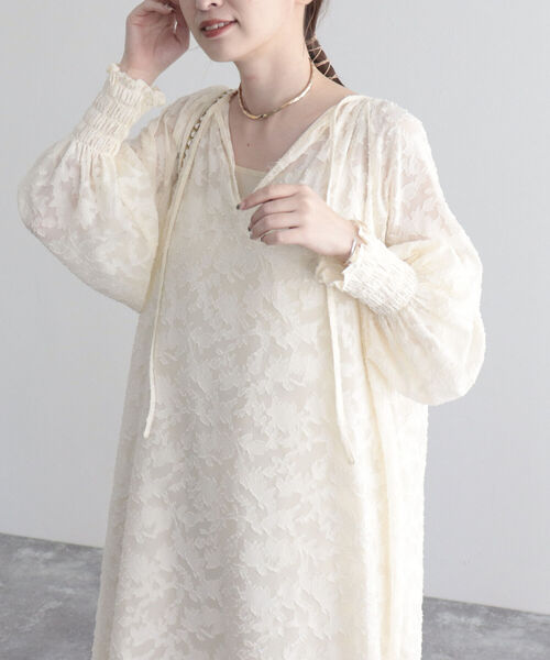 fredy emue（フレディエミュ）の「【オケージョンアイテム】ジャガードシアーワンピース（ワンピース・レディース・ブラック/アイボリー・36/38）」の9枚目の写真