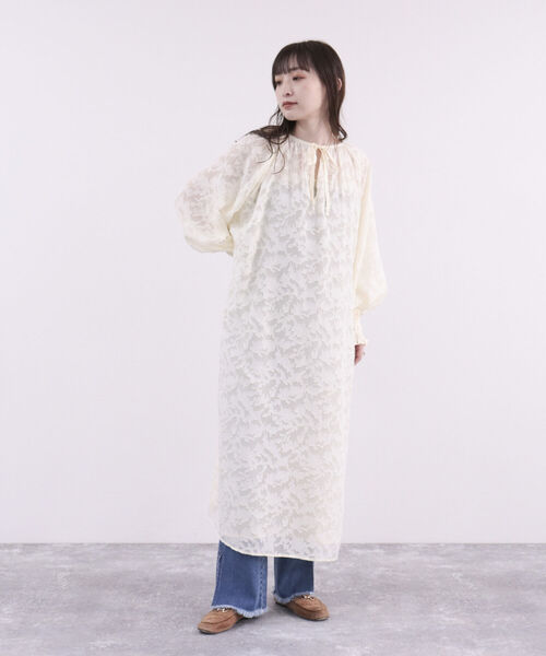 fredy emue（フレディエミュ）の「【オケージョンアイテム】ジャガードシアーワンピース（ワンピース・レディース・ブラック/アイボリー・36/38）」の10枚目の写真