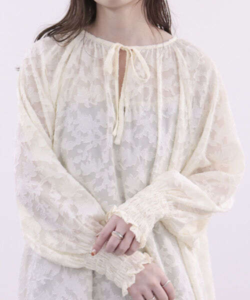 fredy emue（フレディエミュ）の「【オケージョンアイテム】ジャガードシアーワンピース（ワンピース・レディース・ブラック/アイボリー・36/38）」の14枚目の写真