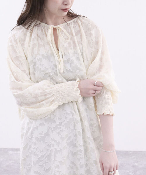 fredy emue（フレディエミュ）の「【オケージョンアイテム】ジャガードシアーワンピース（ワンピース・レディース・ブラック/アイボリー・36/38）」の15枚目の写真